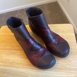 Rieker Brown and Red Leather Ankle Boots Size EU 39 (8-8.5)